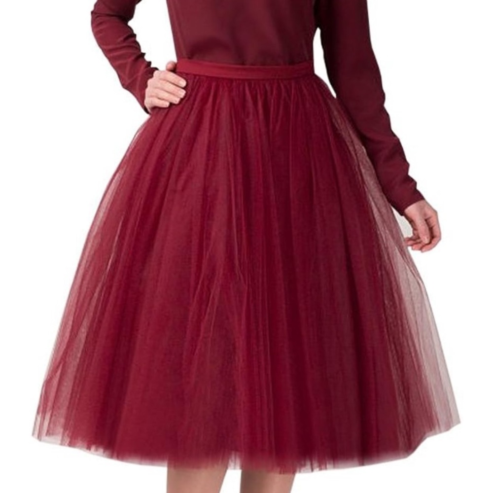 Burgundy tulle skirt